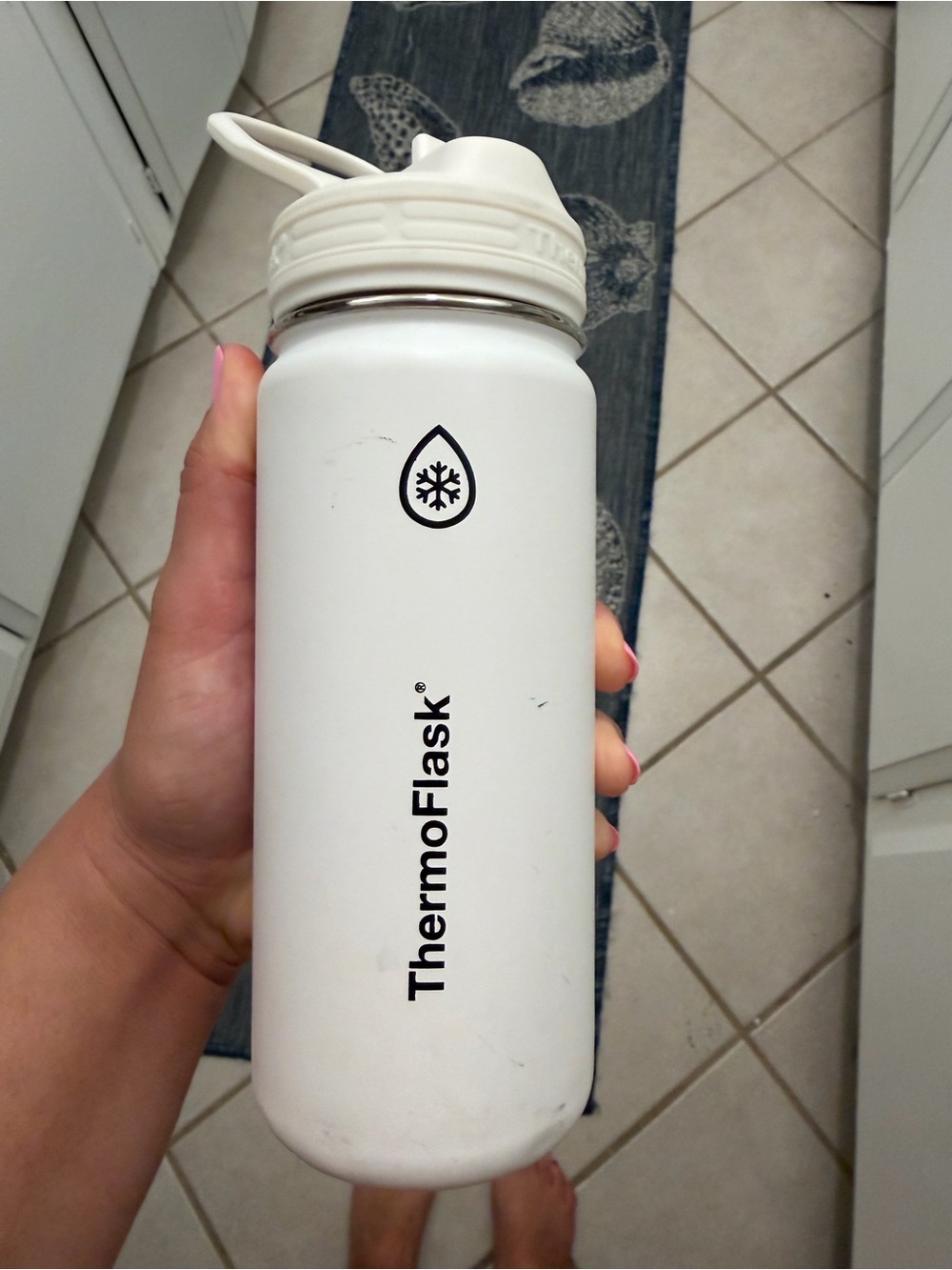 ThermoFlask White Insulated Water Bottle